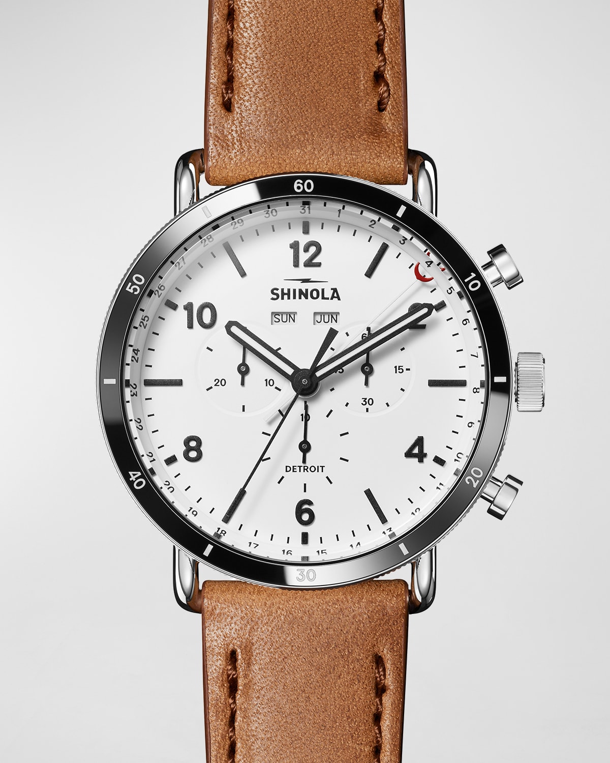 Shinola Men's 45mm Canfield Sport 3-eye Chrono Calendar Watch W/ Leather Strap