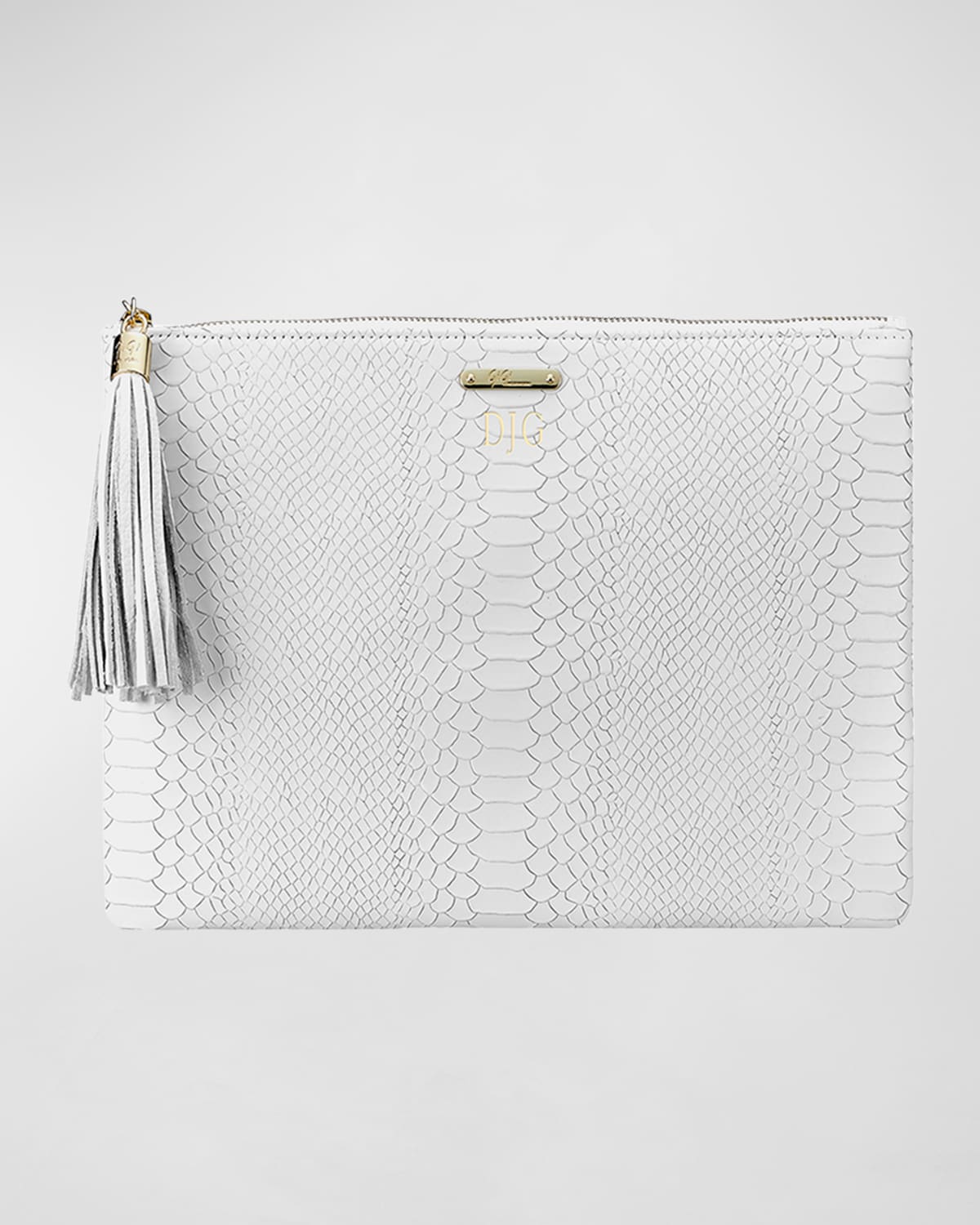 Gigi New York All-in-one Python-embossed Leather Clutch In White