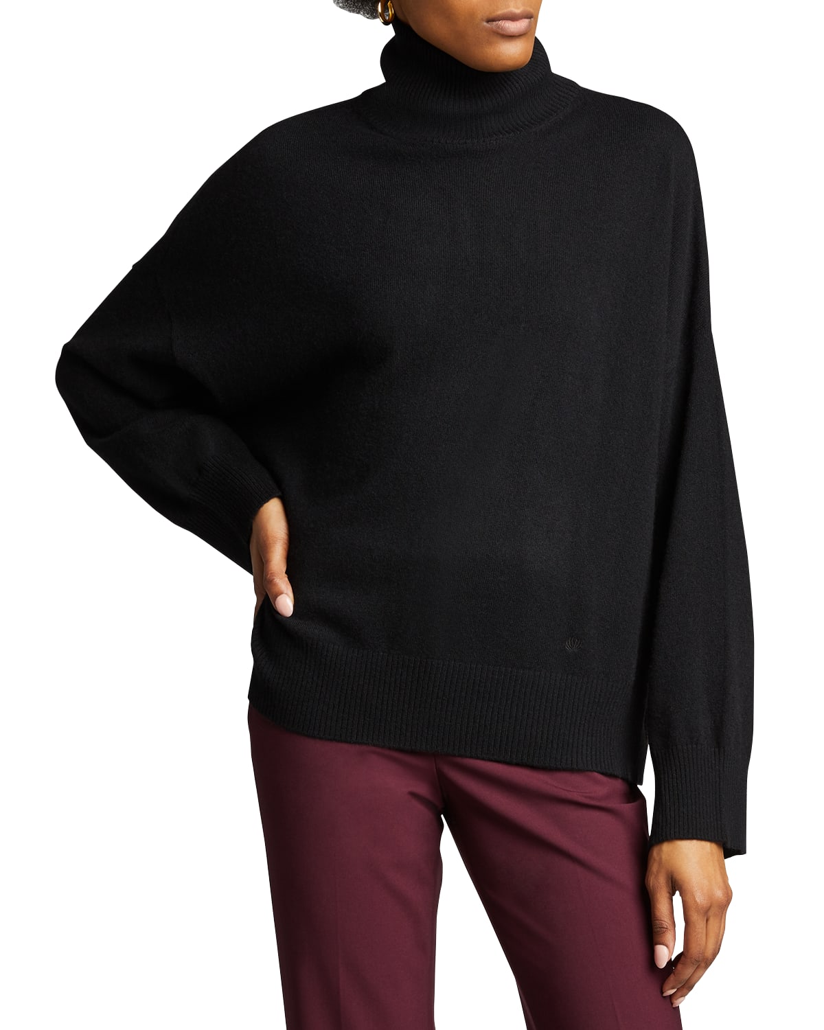 Loulou Studio Cashmere Drop-shoulder Turtleneck Sweater In Black