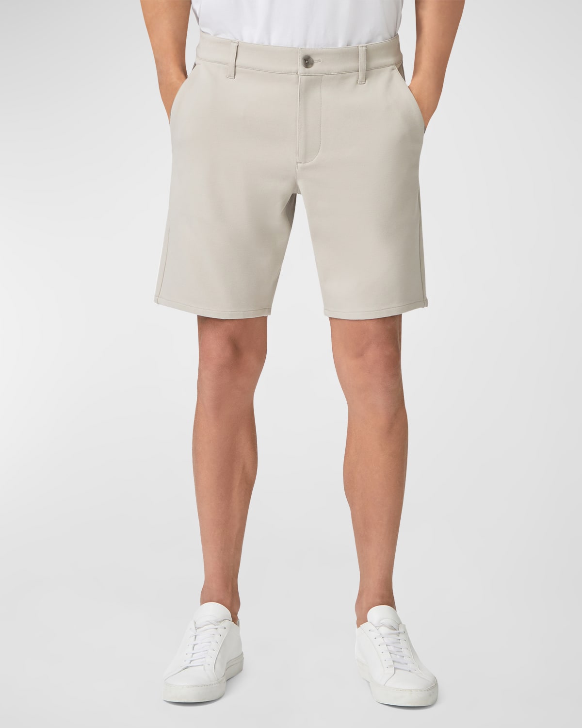 Paige Men's Rickson Transcend Knit Trouser Shorts In Fresh Oyster
