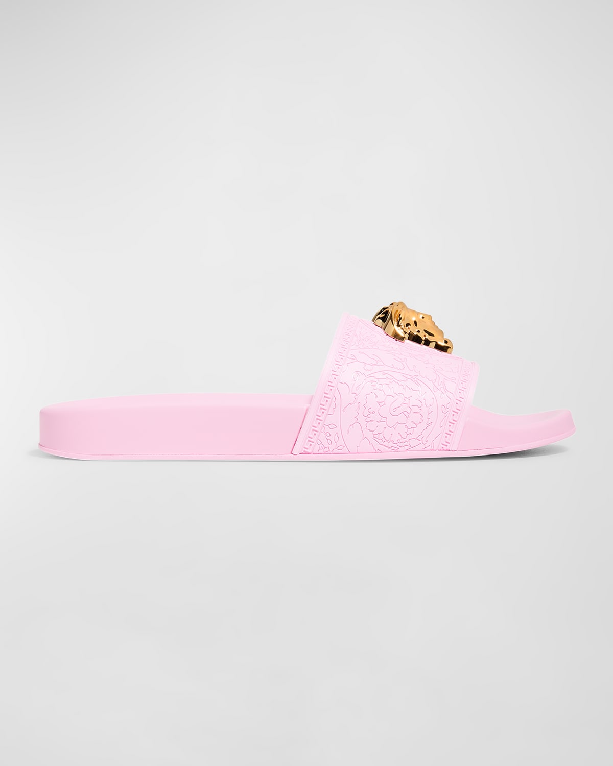 Versace Medusa Rubber Pool Slides In Flamingo Pink