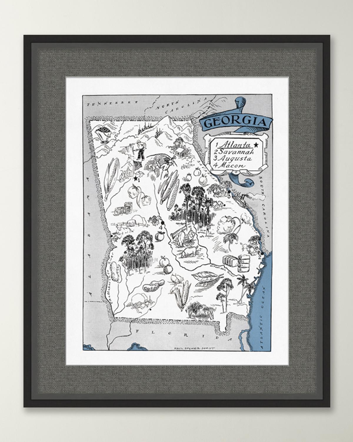Wendover Art Group Pictorial Map Of Georgia