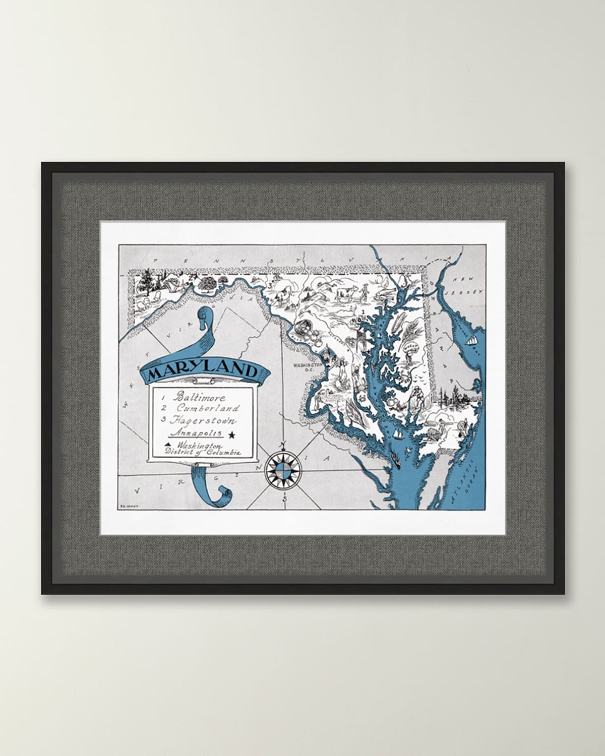 Wendover Art Group Pictorial Map Of Maryland