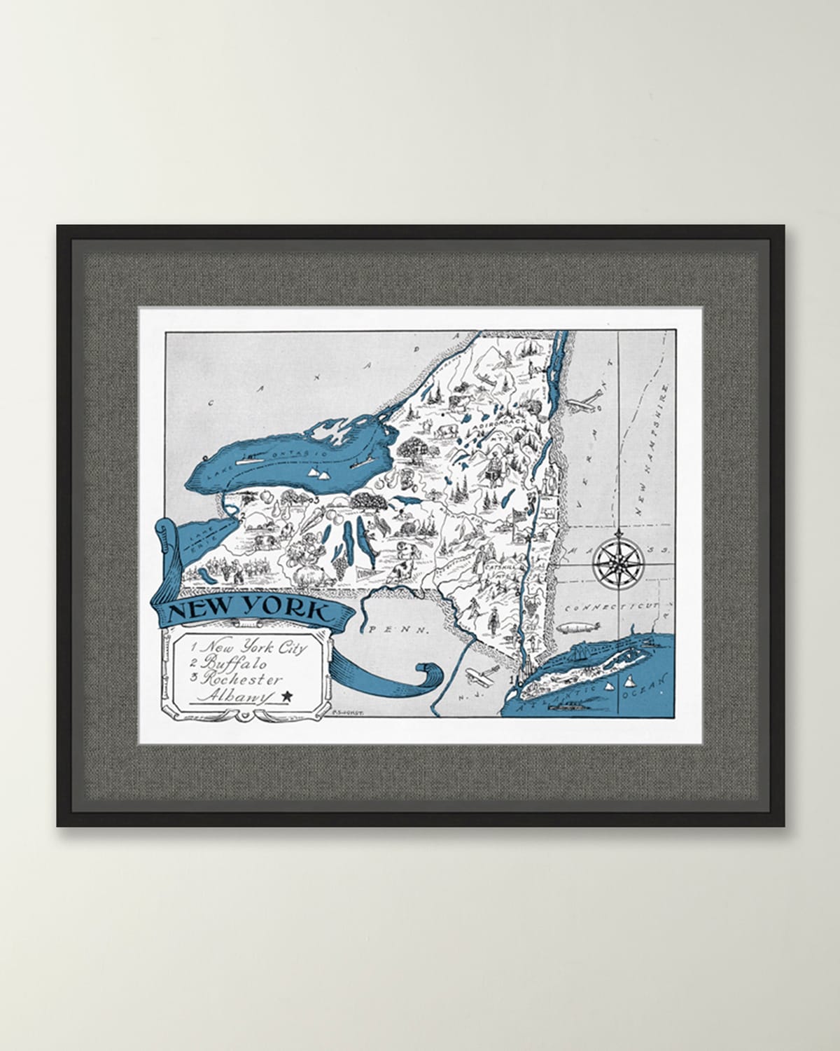 Wendover Art Group Pictorial Map Of New York In Multi