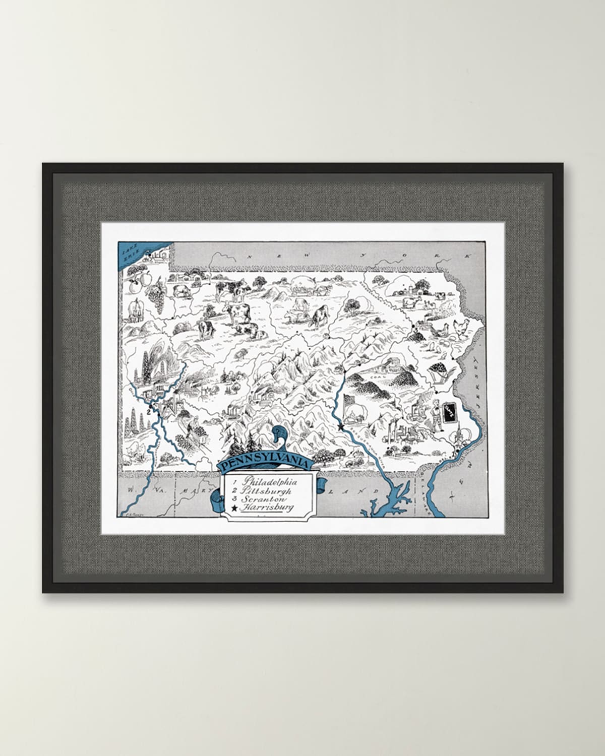 Wendover Art Group Pictorial Map Of Pennsylvania