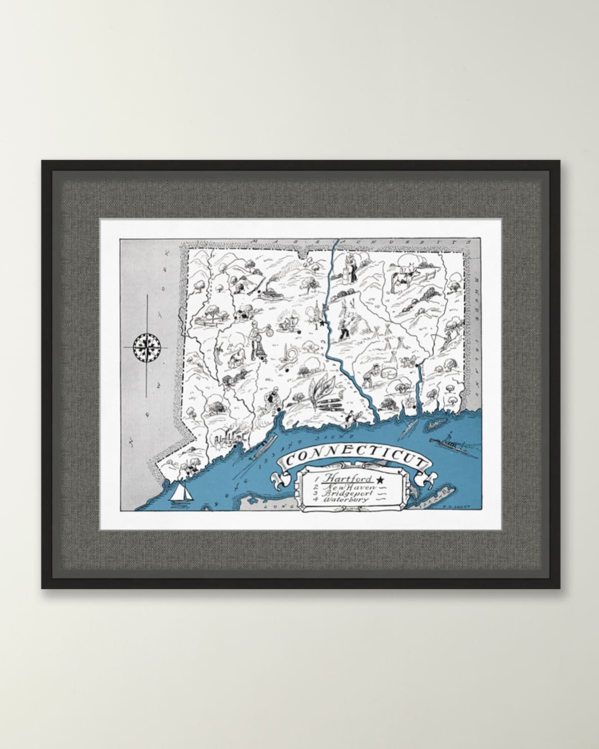 Wendover Art Group Pictorial Map Of Connecticut