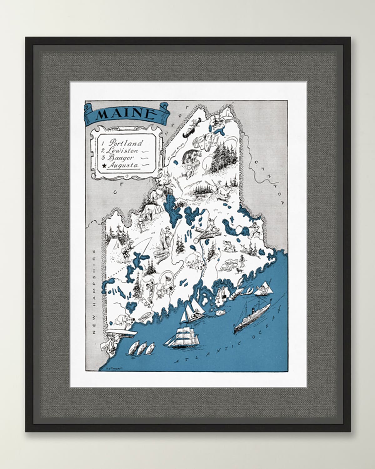 Wendover Art Group Pictorial Map Of Maine In Multi