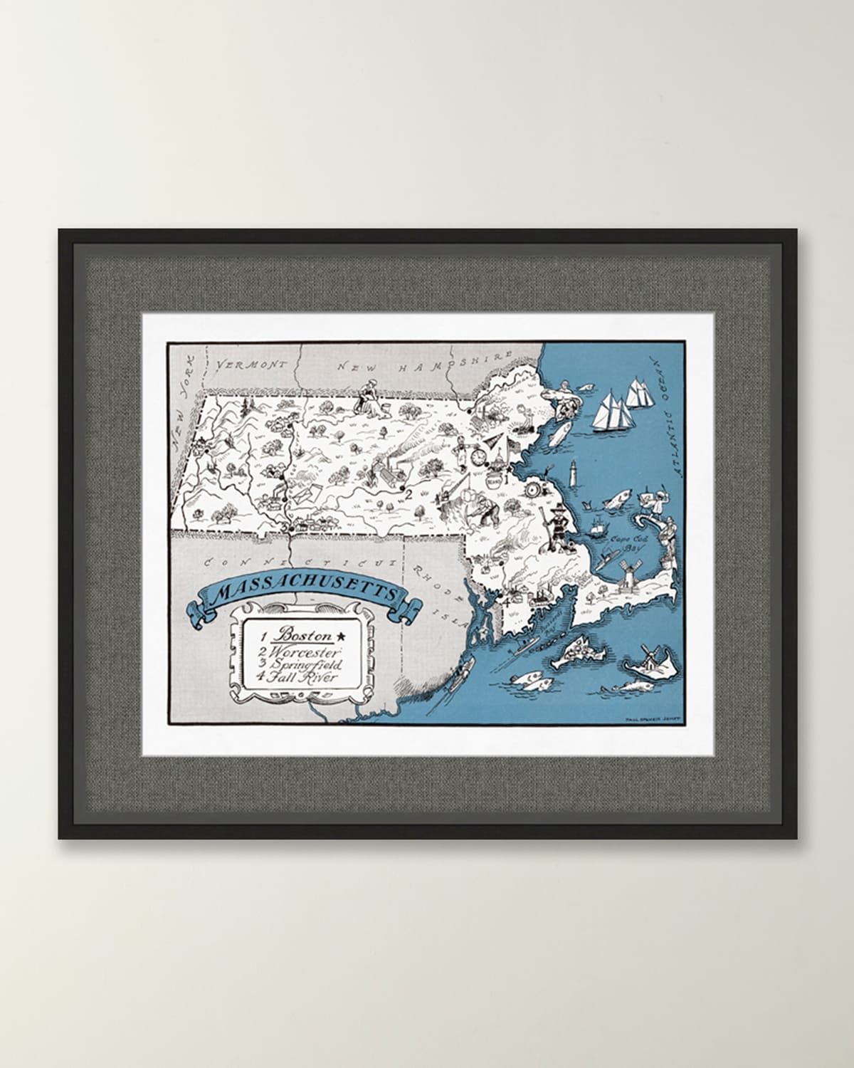 Wendover Art Group Pictorial Map Of Massachusetts