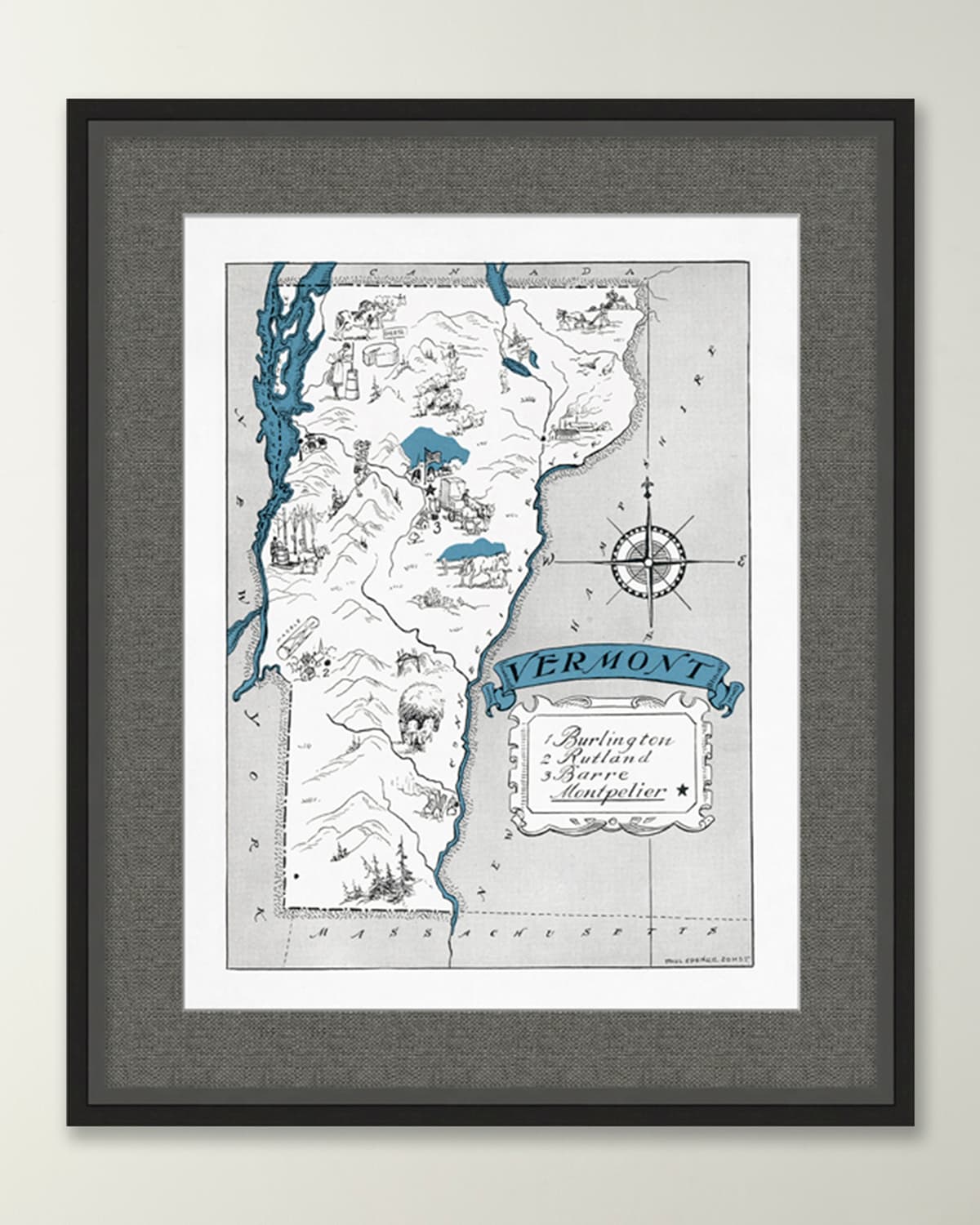 Wendover Art Group Pictorial Map Of Vermont