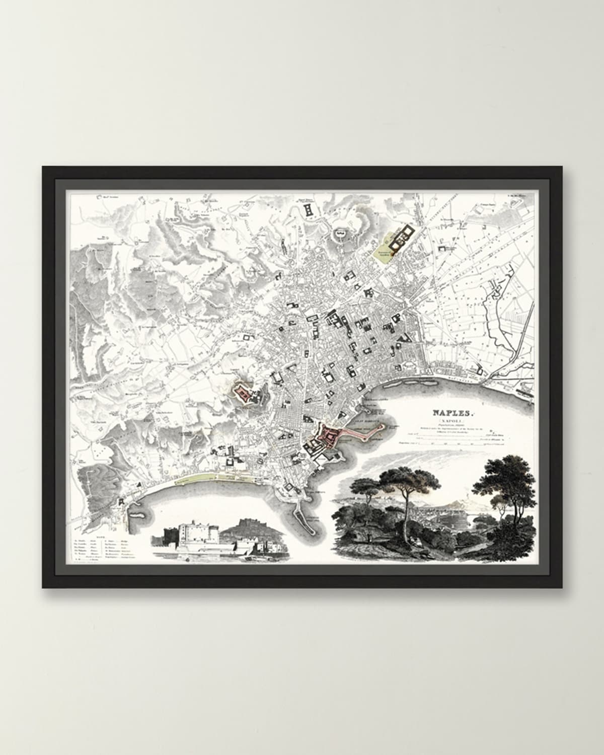 Wendover Art Group Italian Map Series - Naples In Gray