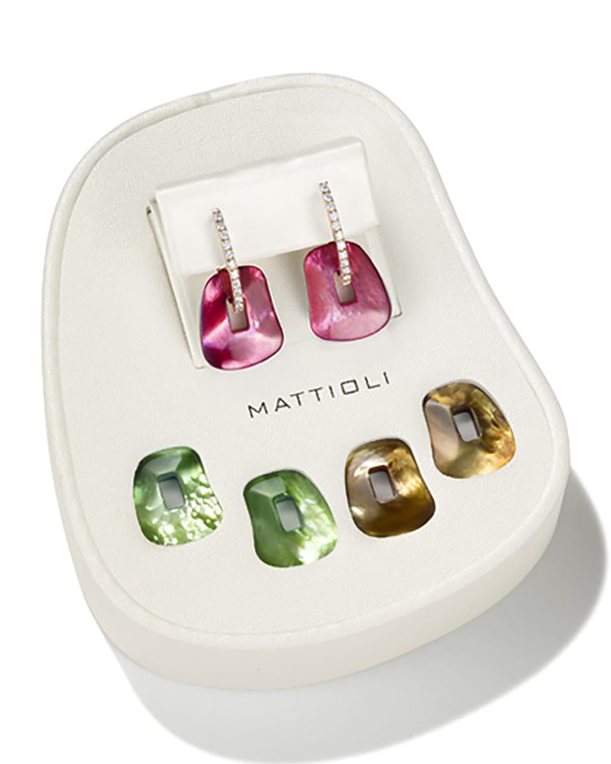 Mattioli 18k Rose Gold Mother-of-Pearl Puzzle Earrings w/ Diamonds, Set of 3
