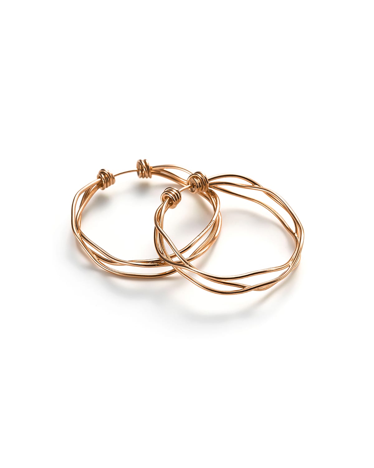18k Rose Gold 3-Row Hoop Earrings