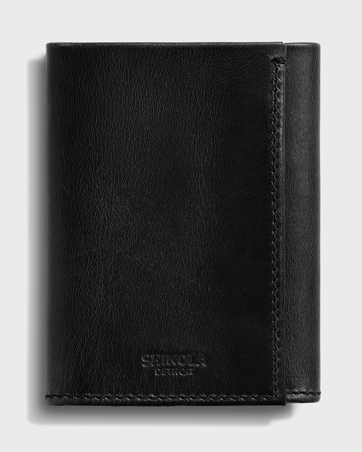 Shinola Rfid Leather Trifold Wallet In Black