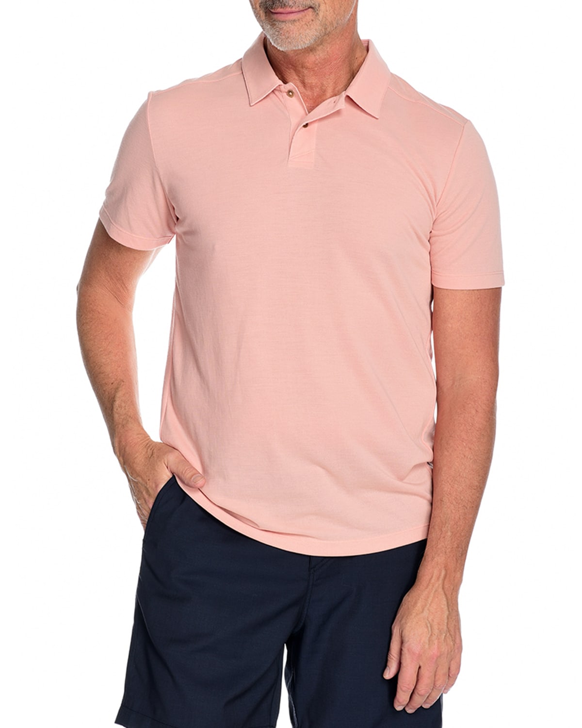 Fisher + Baker Men's Kent Asymmetric-button Polo Shirt In Coral