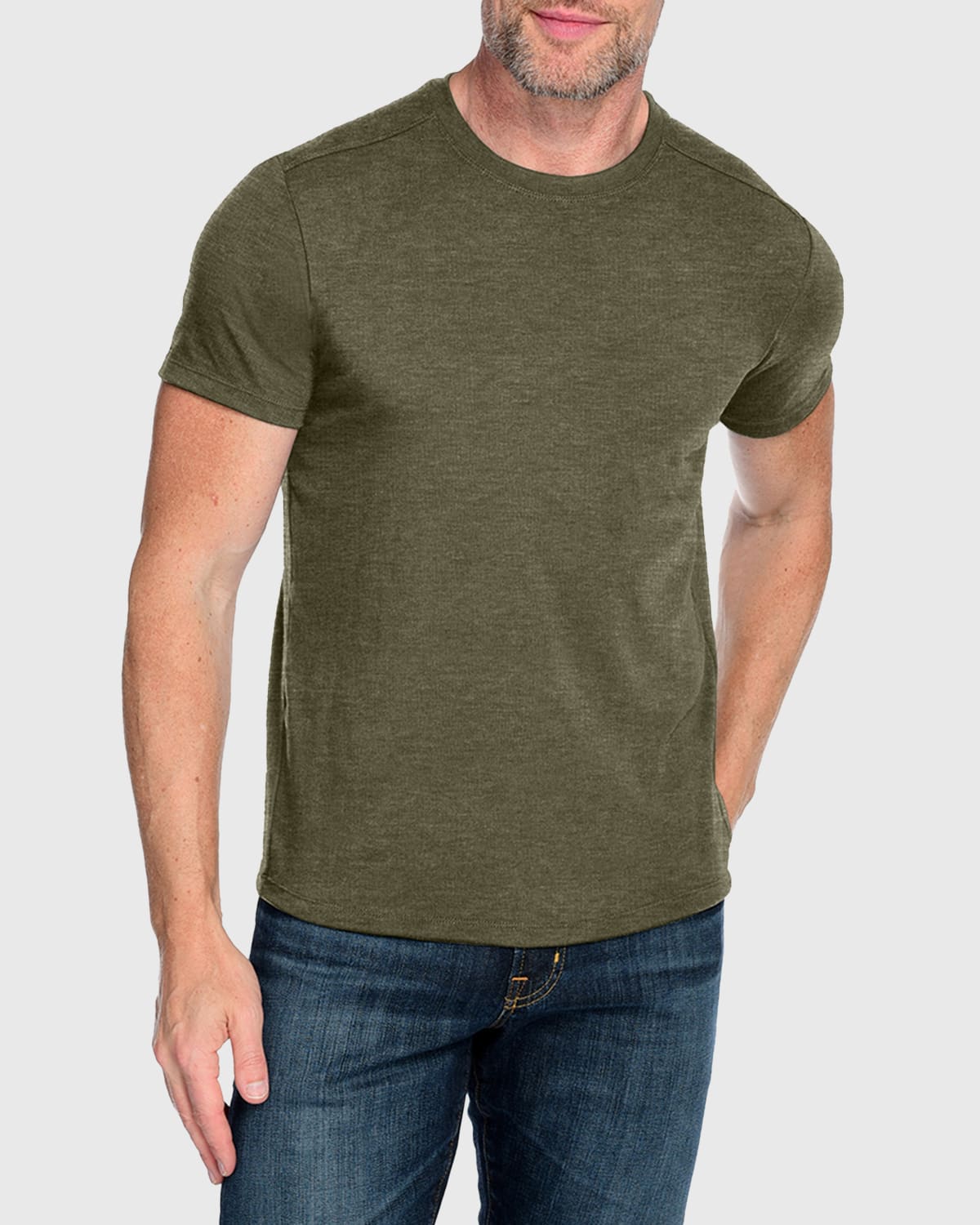 Fisher + Baker Men's Everyday Wool Crewneck T-shirt In Olive