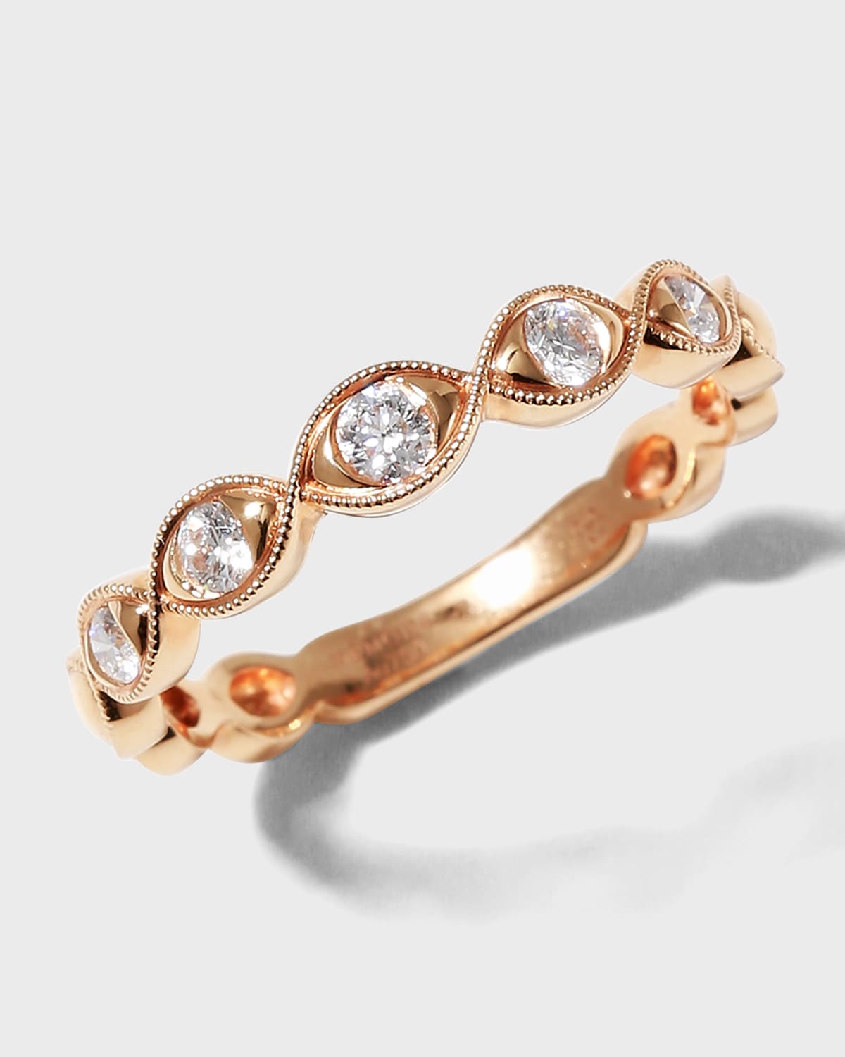 Memoire Stackables 18k Rose Gold Diamond Marquise Ring, Size 6.5