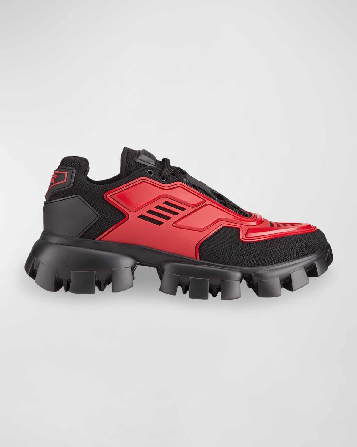 Prada Men's Cloudbust Thunder Lug-sole Trainer Sneakers In Nero Scarlatto