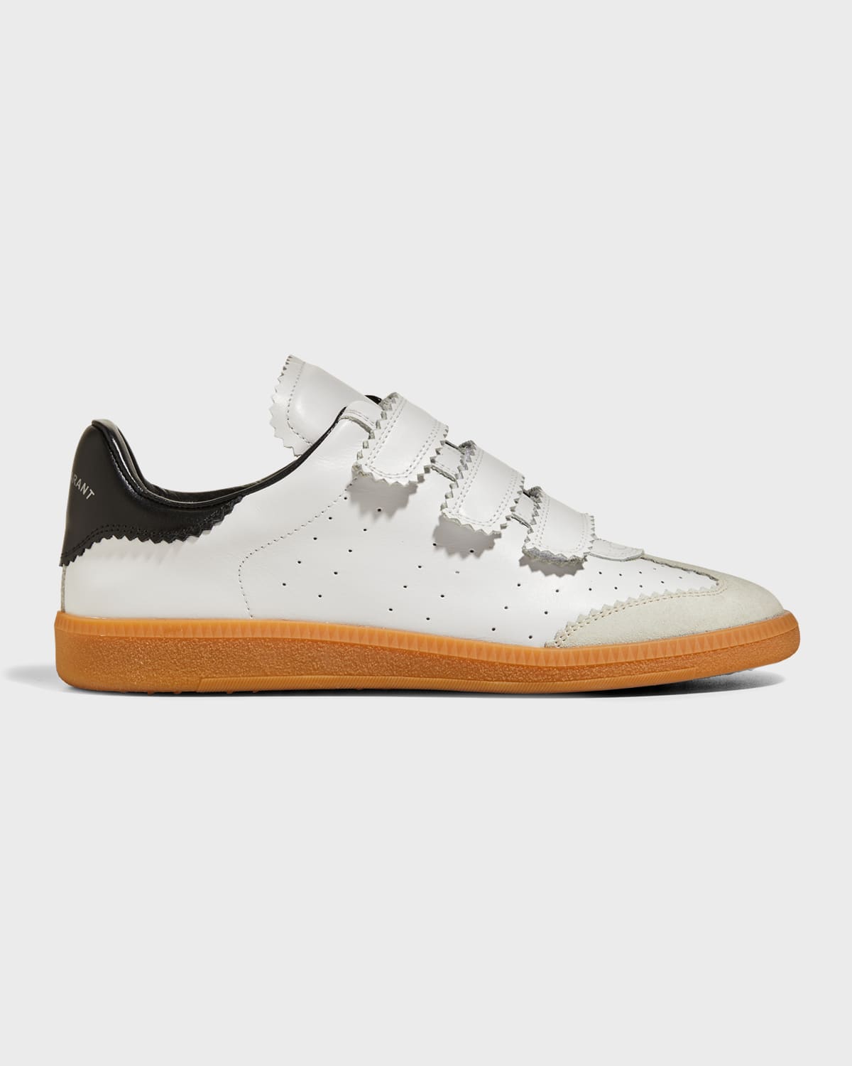 Isabel Marant Beth Logo Velcro Straps In White Leather And Suede