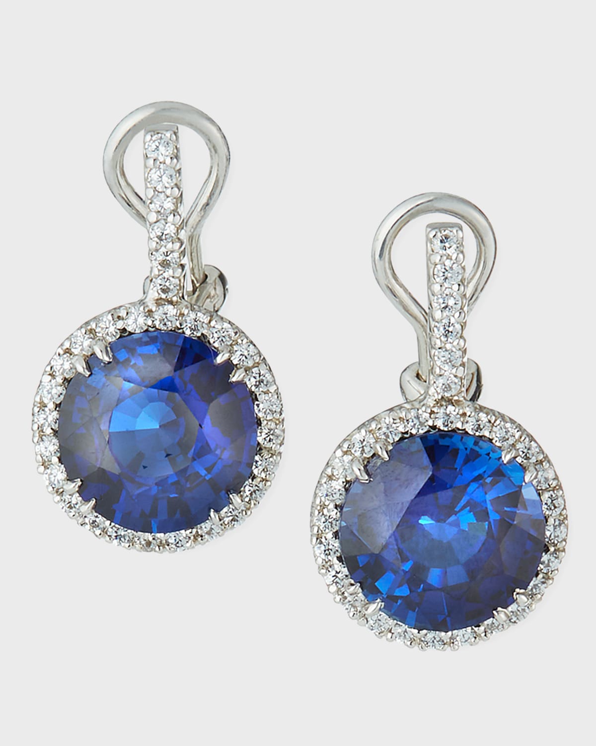 Pave-Set Lab Grown Sapphire Drop Earrings