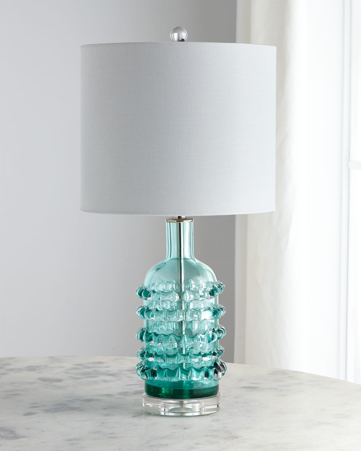 Couture Lamps Cristina Hand-blown Glass Table Lamp In Blue