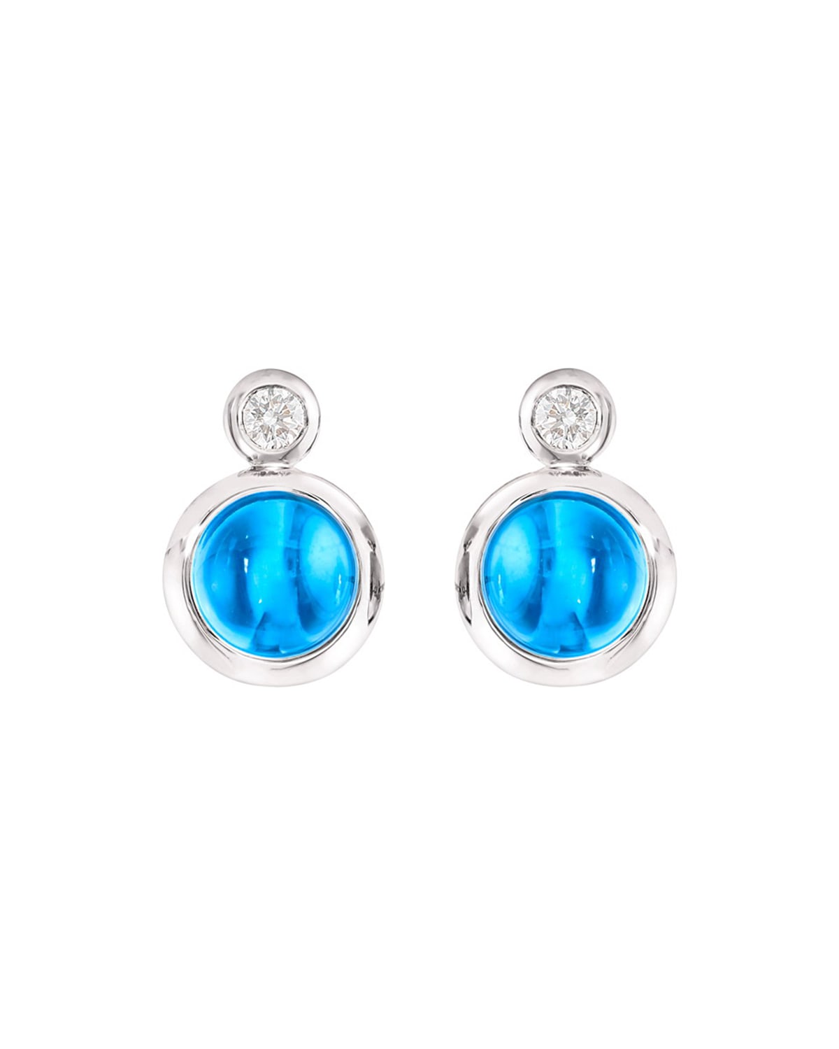 Bouton 18k White Gold Swiss Topaz/Diamond Post Earrings