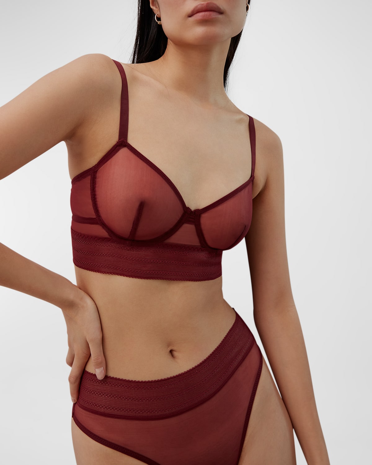 Else Bare Long-line Underwire Bra In Bloodstone