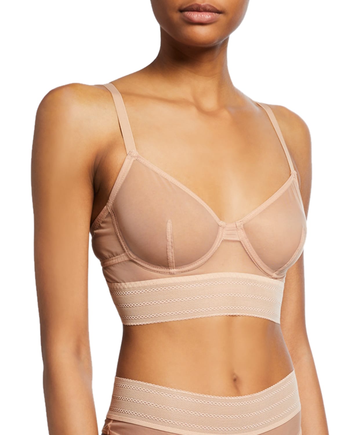 Else Bare Stretch-tulle Underwired Bra In Powder