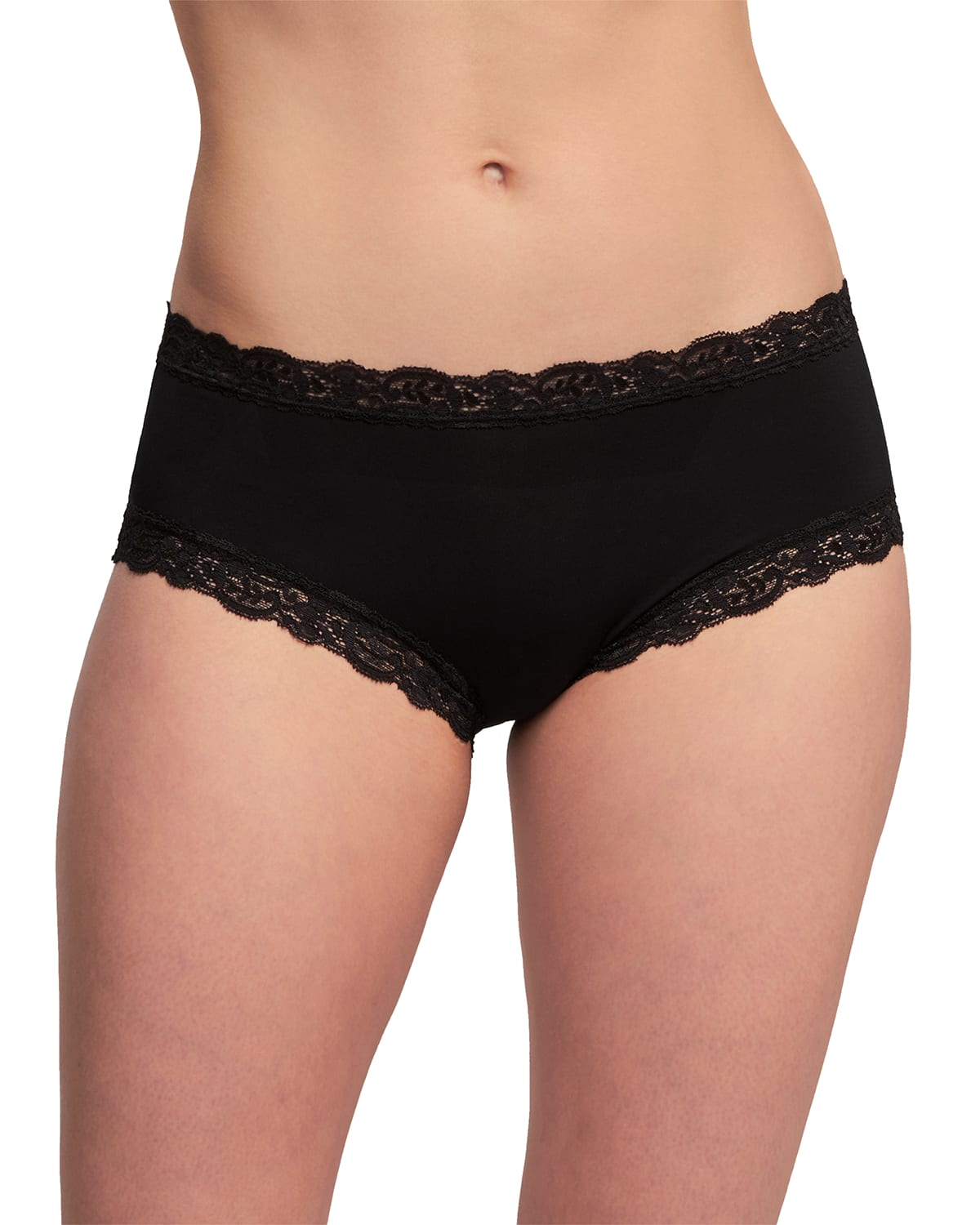 Fleur't Iconic High-rise Lace-trim Boyshort In Black
