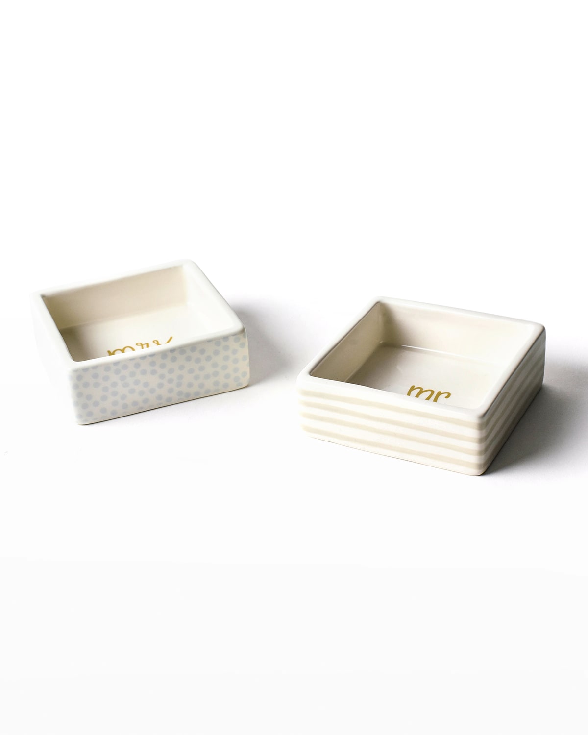 Shop Coton Colors Mr. & Mrs. Square Trinket Bowls, Set Of 2 In White