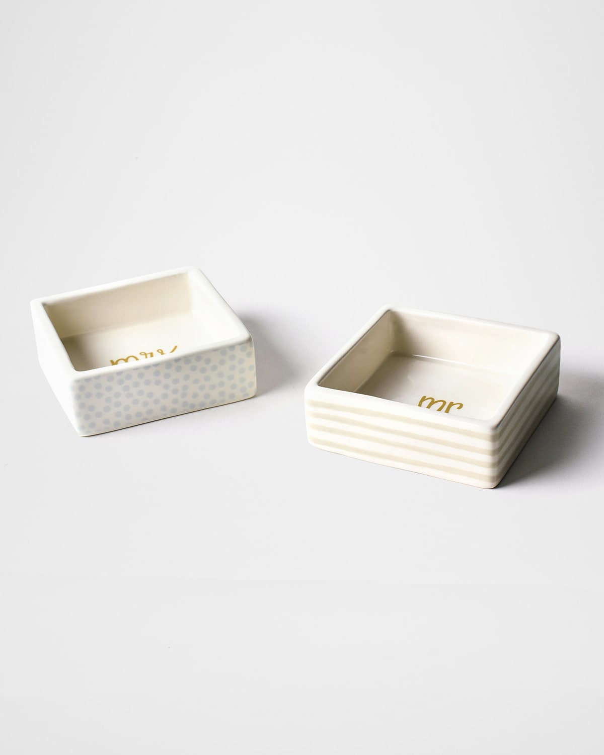 Shop Coton Colors Mr. & Mrs. Square Trinket Bowls, Set Of 2 In White