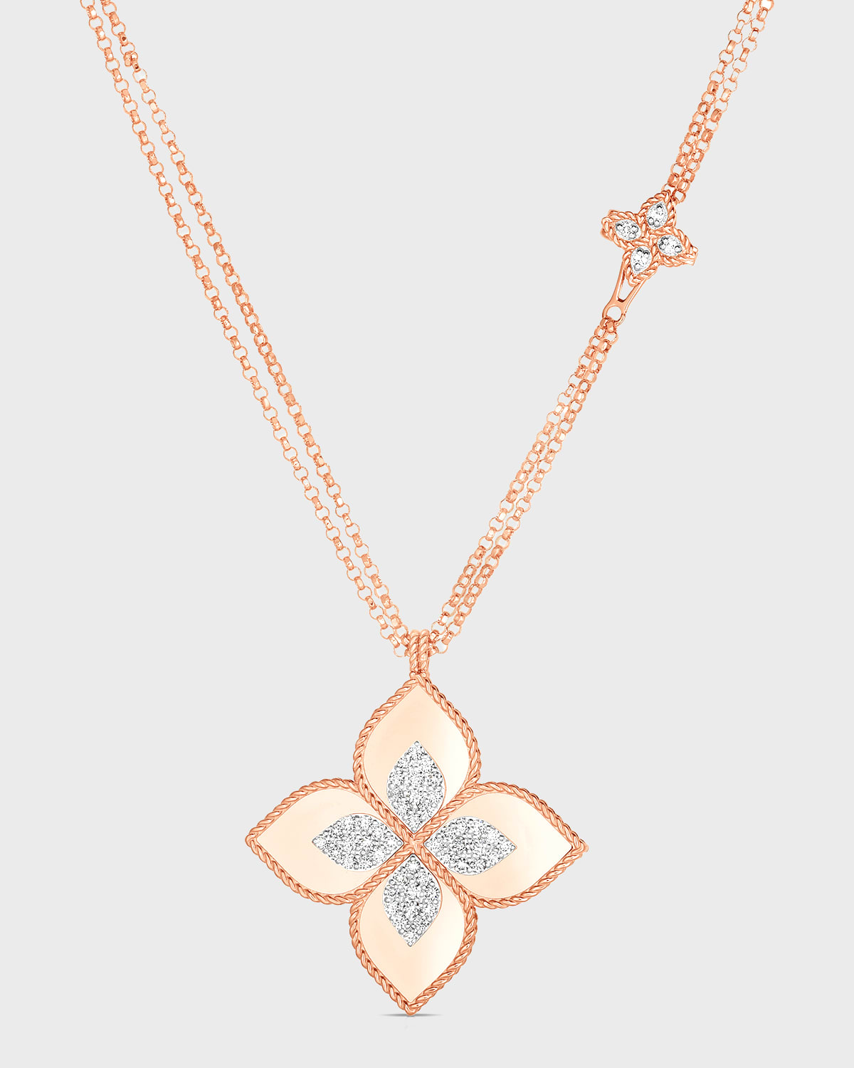 18k Rose Gold Venetian Princess Diamond Pendant Necklace