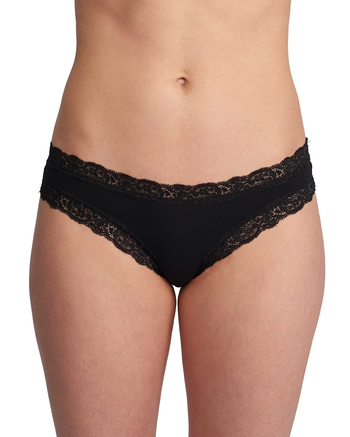 Fleur't Iconic Lace-trim Thong In Black