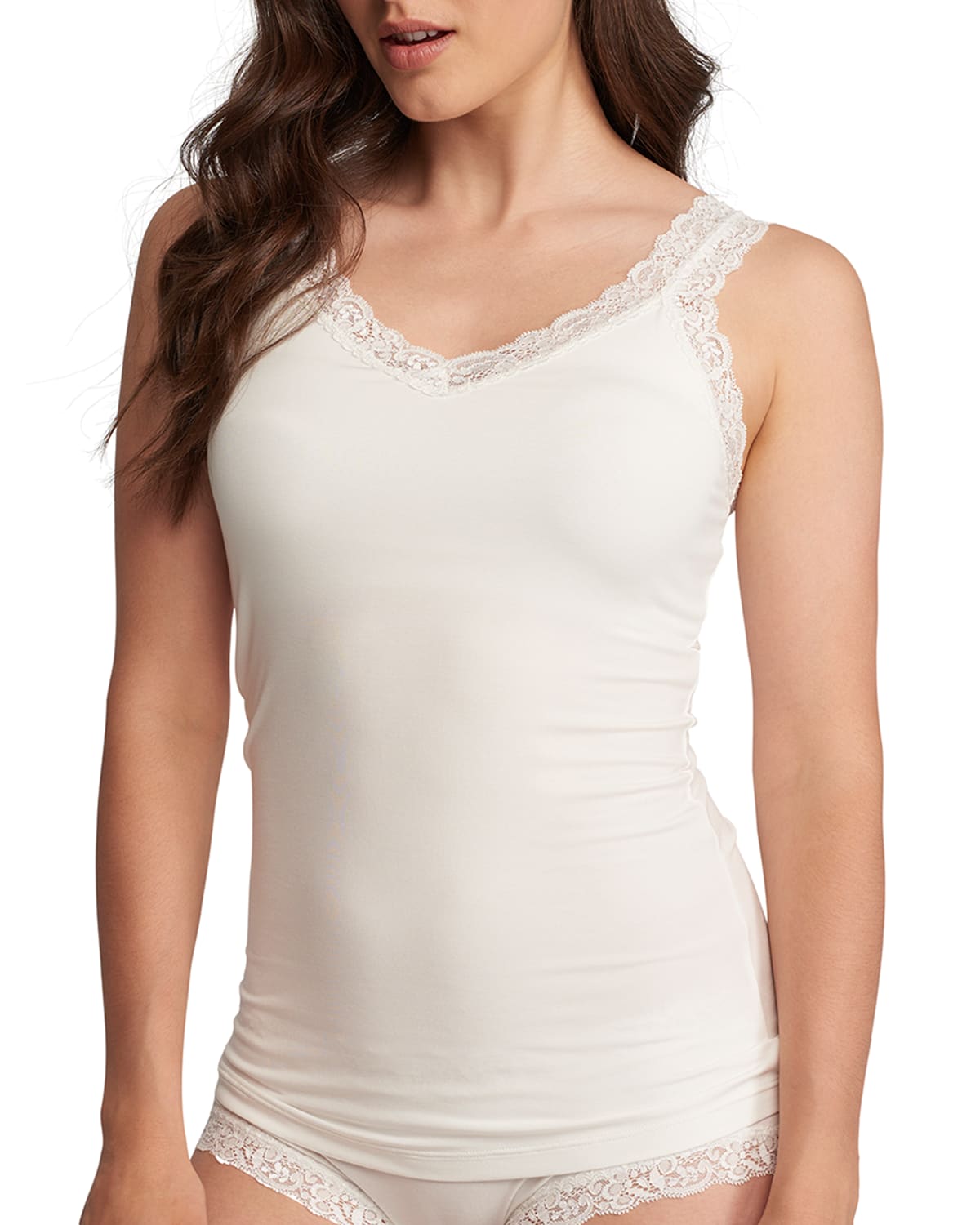 Fleur't Iconic Lace Trim Camisole With Shelf Bra In Chantilly