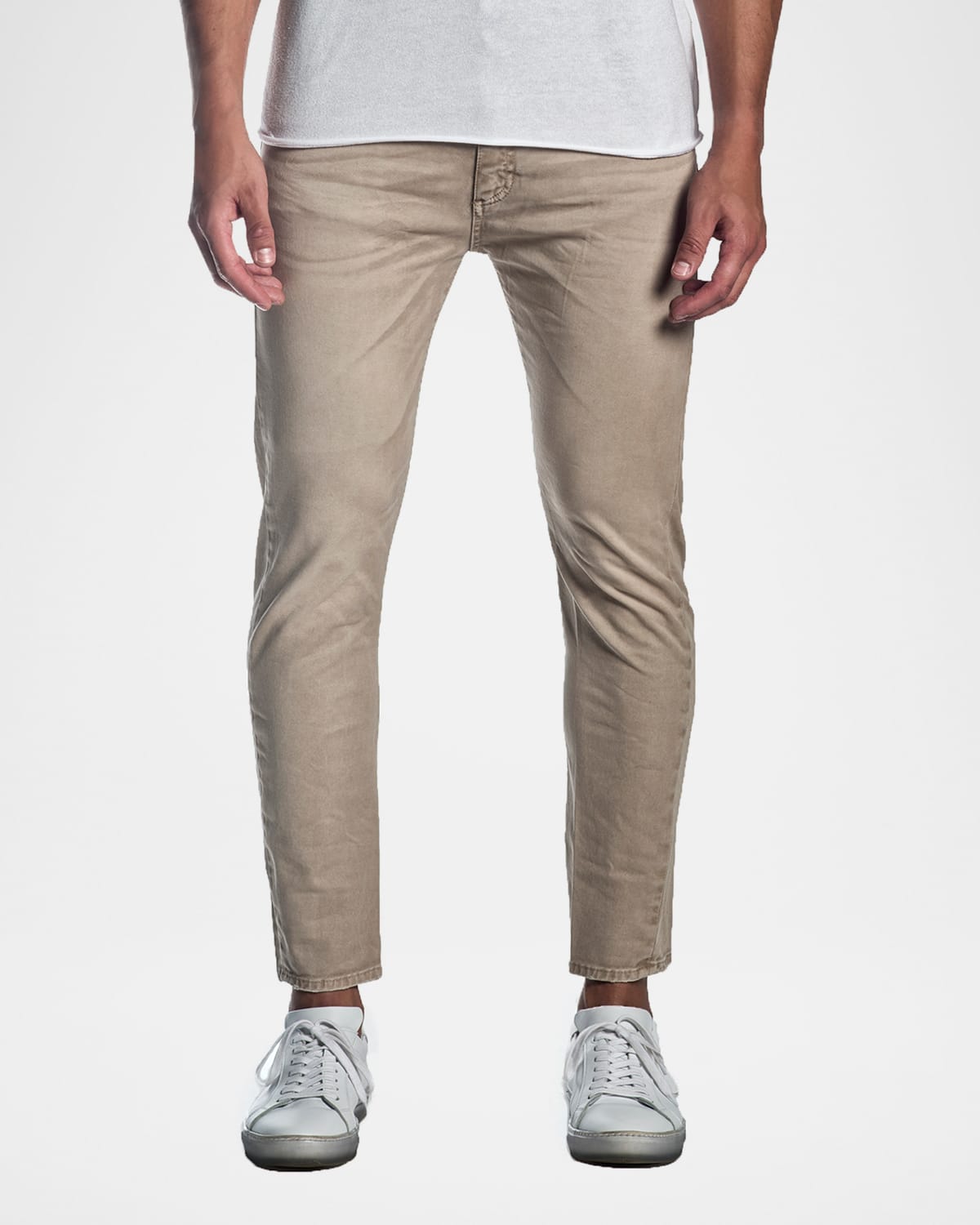 Men's Skinny Solid Khaki Jeans