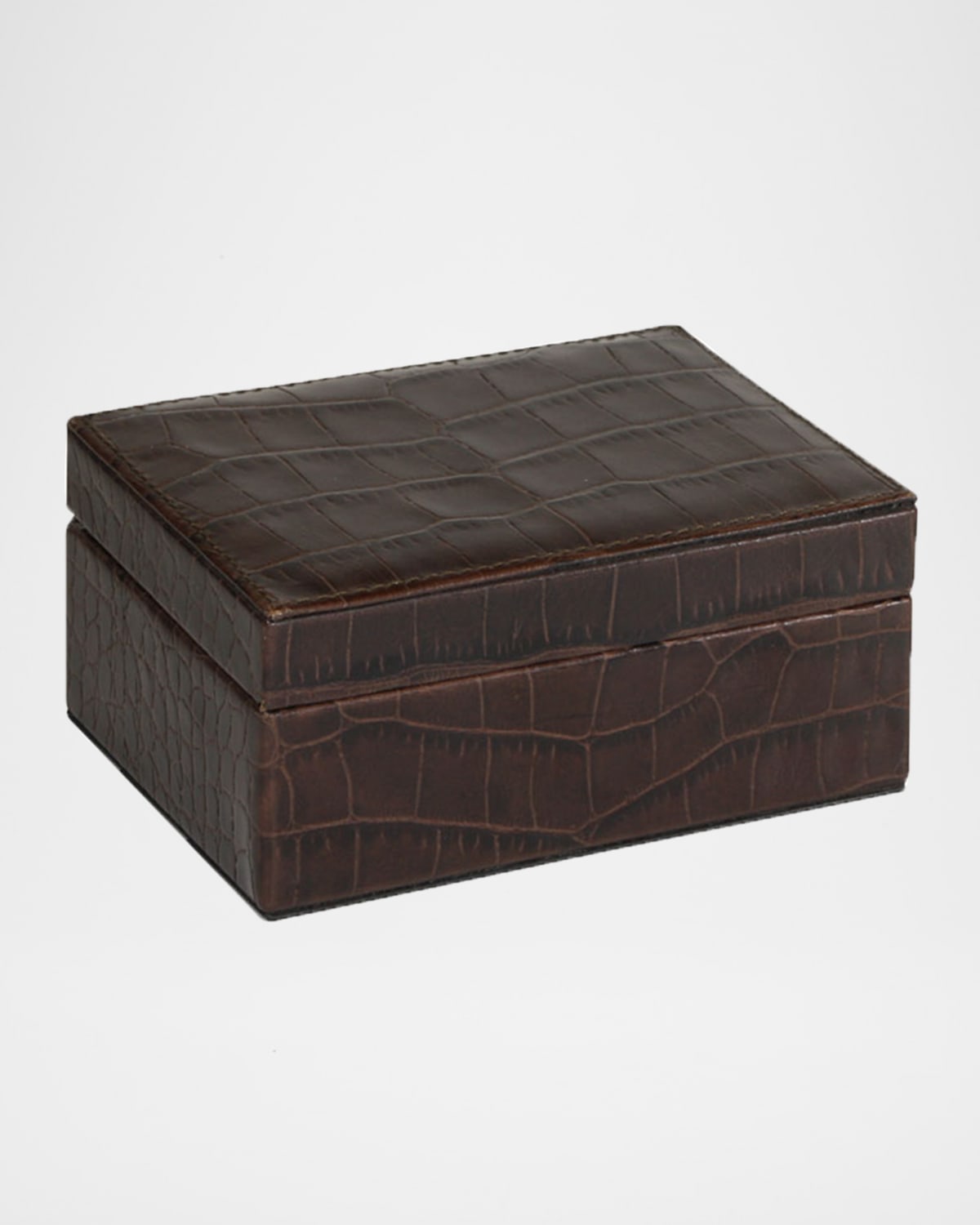 Graphic Image Small Croc-embossed Leather Box In Brown