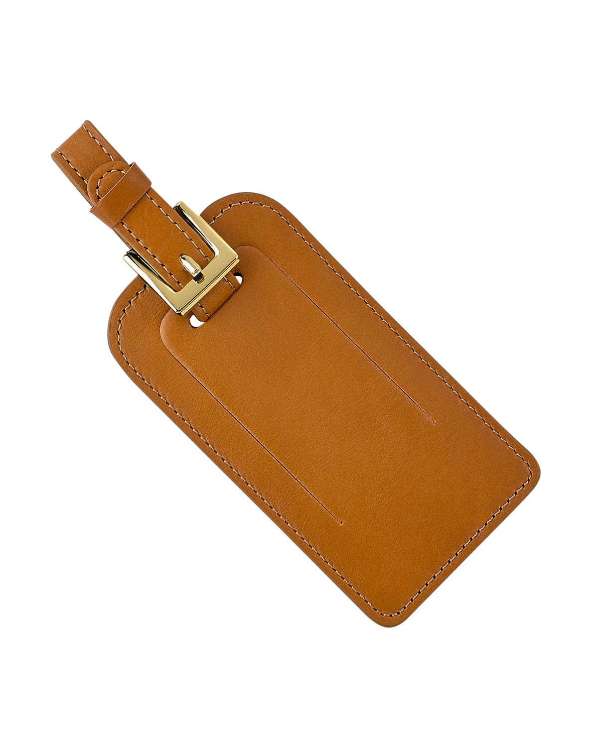 Graphic Image Luggage Tag With Buckle In British Tan