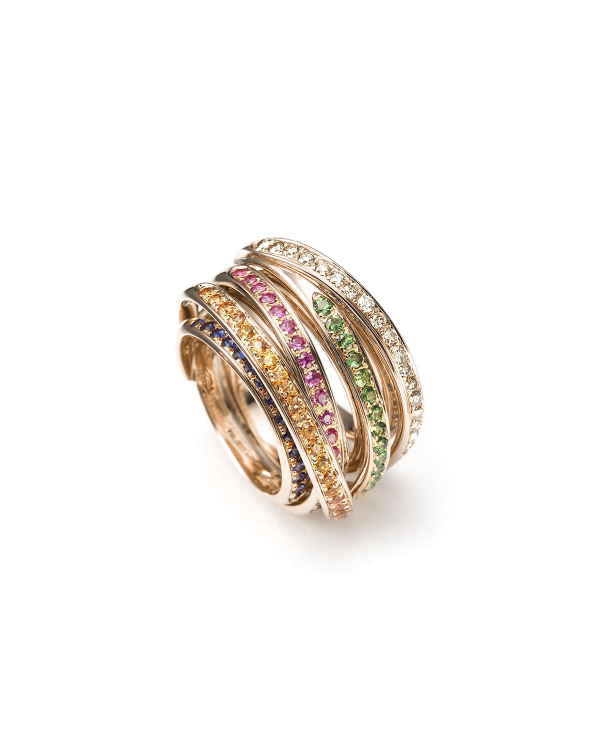 18k Rose Gold Multicolor Stone Ring