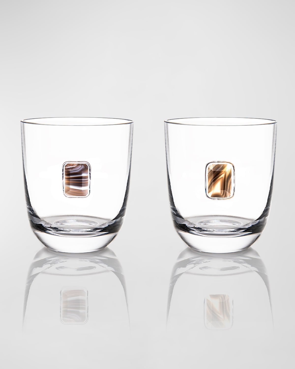 Anna New York Elevo Double Old-fashioned Glasses, Set Of 2 In Transparent