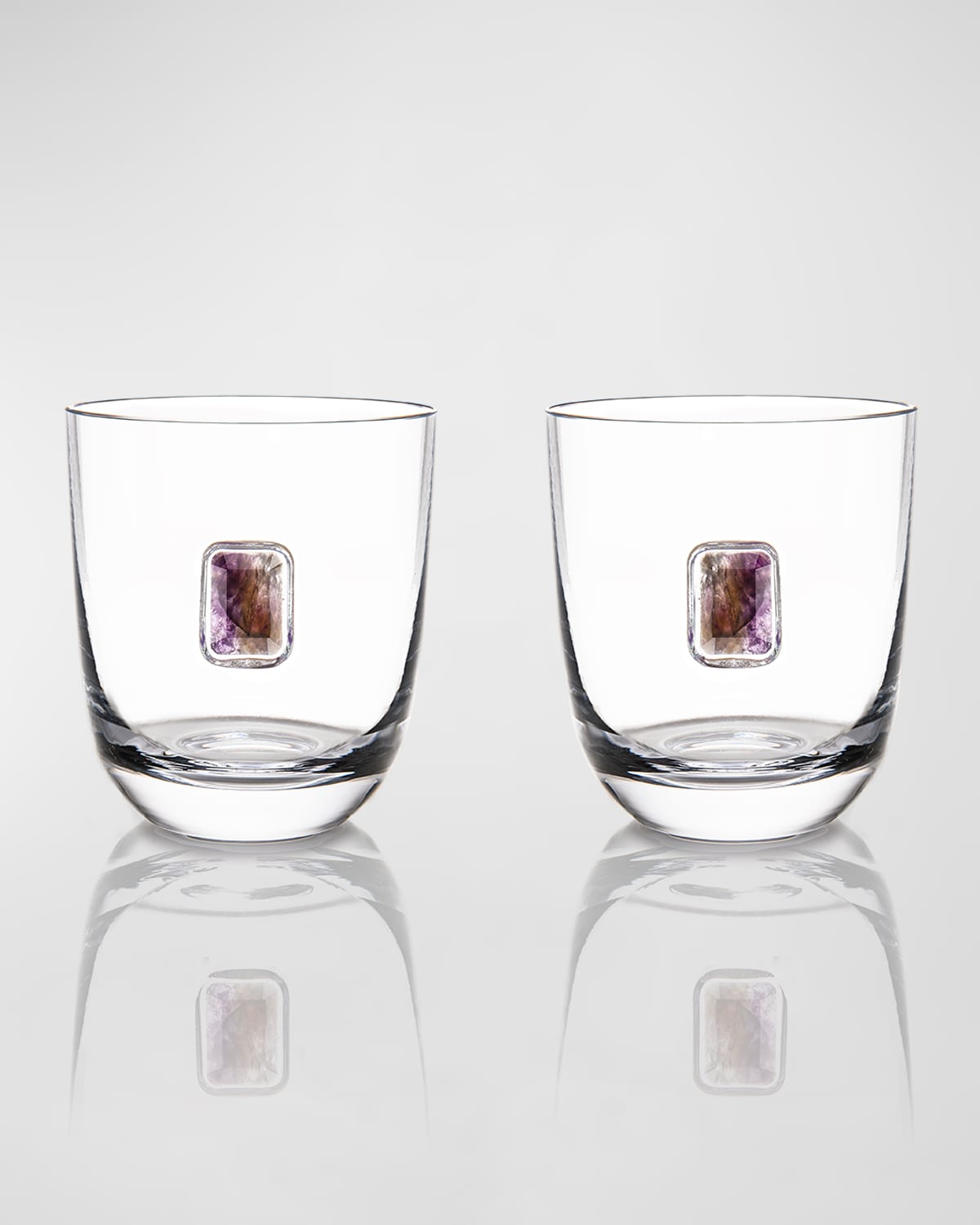 Anna New York Elevo Double Old-fashioned Glasses, Set Of 2 In Amethyst