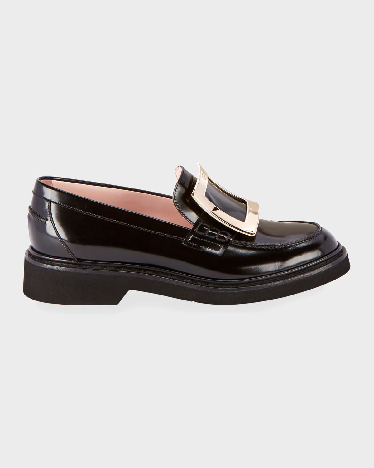 Shop Roger Vivier Viv Rangers Buckle Loafers In Nero