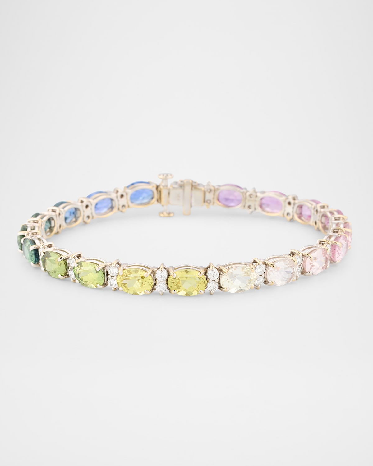 18K White Multi-Color Sapphire snd Diamond Bracelet