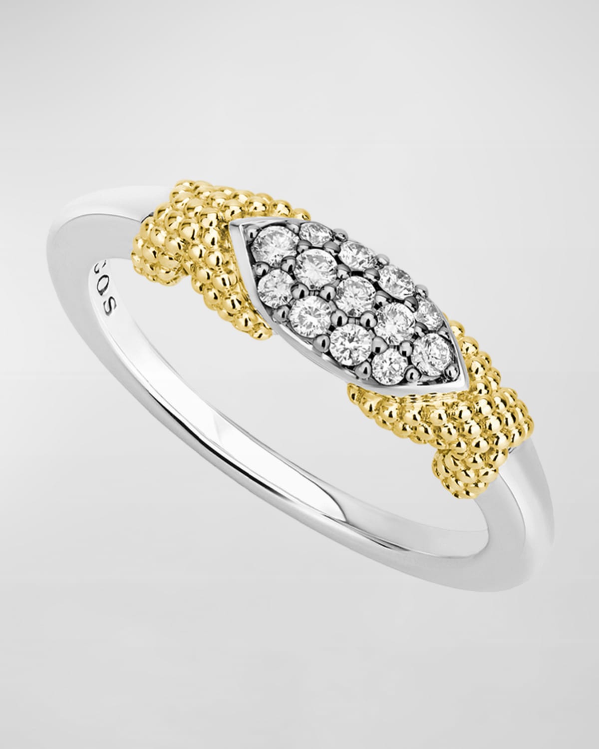 Caviar Lux Double-X Ring w/ Diamonds