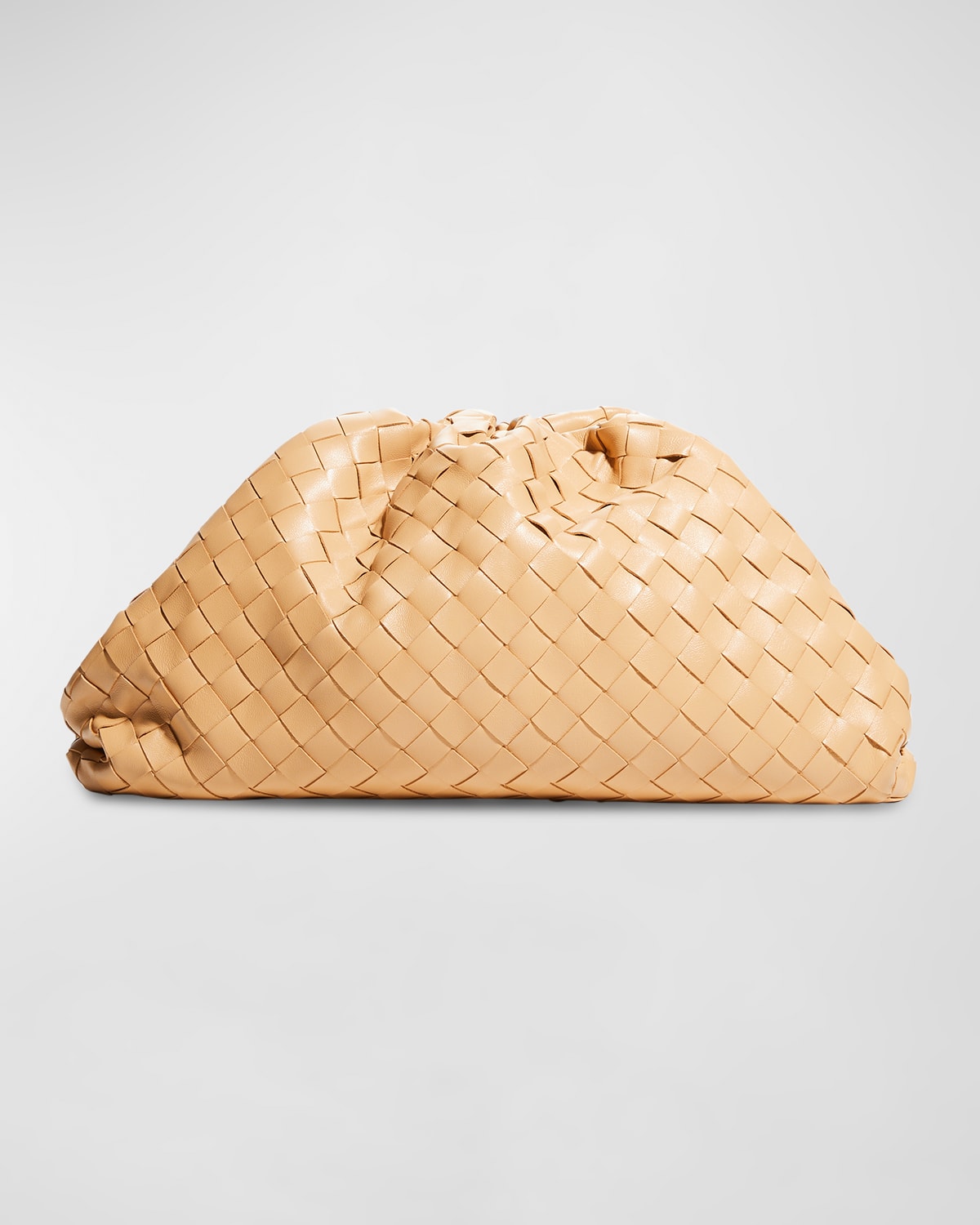 Bottega Veneta The Pouch Intrecciato Clutch Bag In Almond