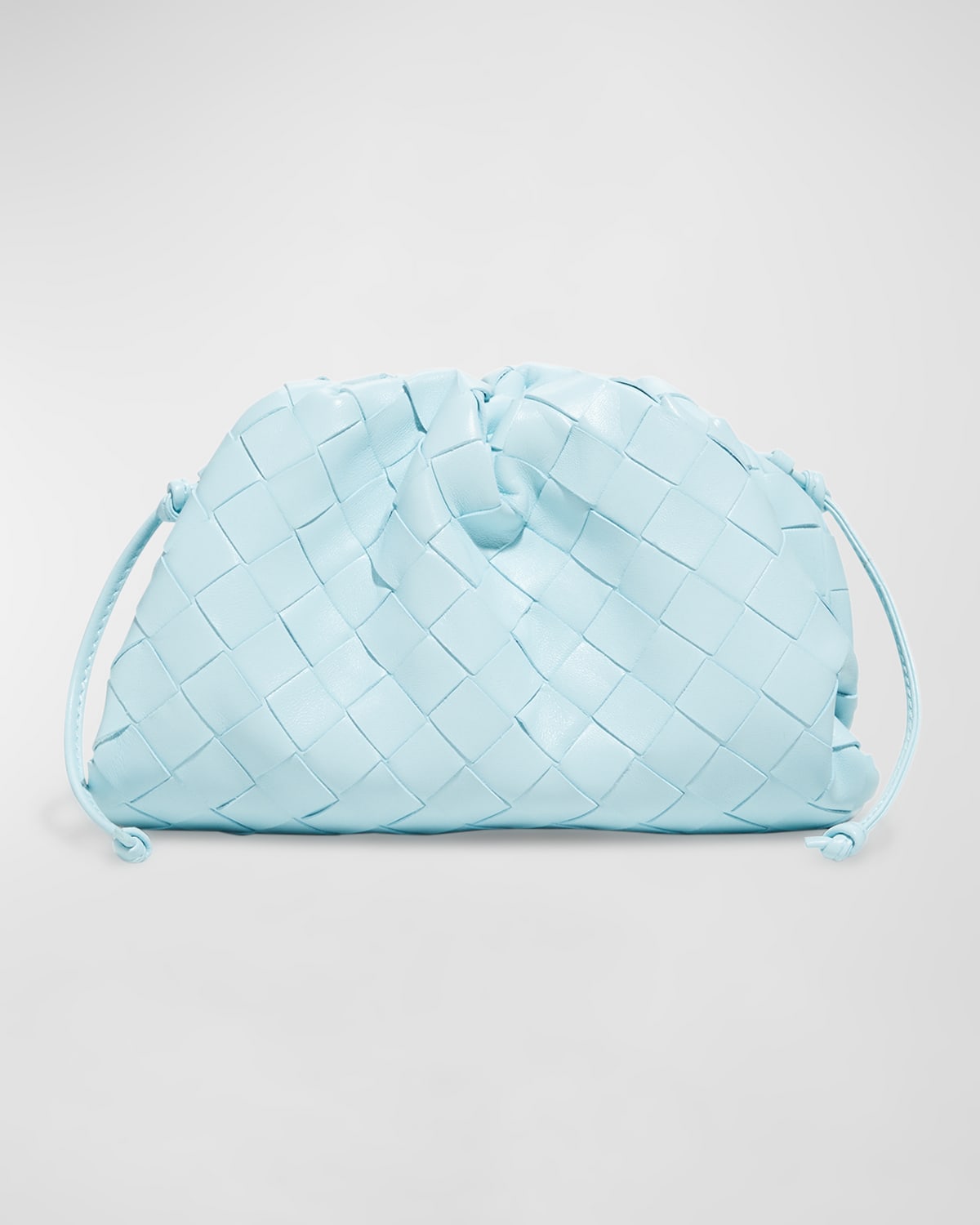 Bottega Veneta Mini Pouch Intrecciato Crossbody Bag In Pale Blue/gold