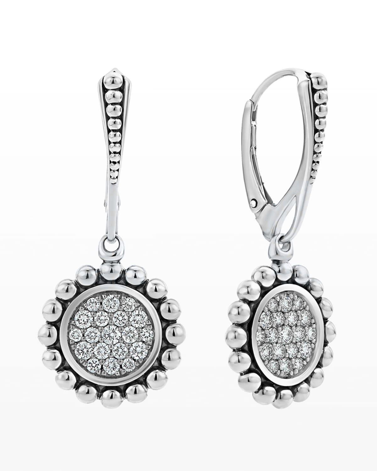 Caviar Spark Diamond Circle Drop Earrings