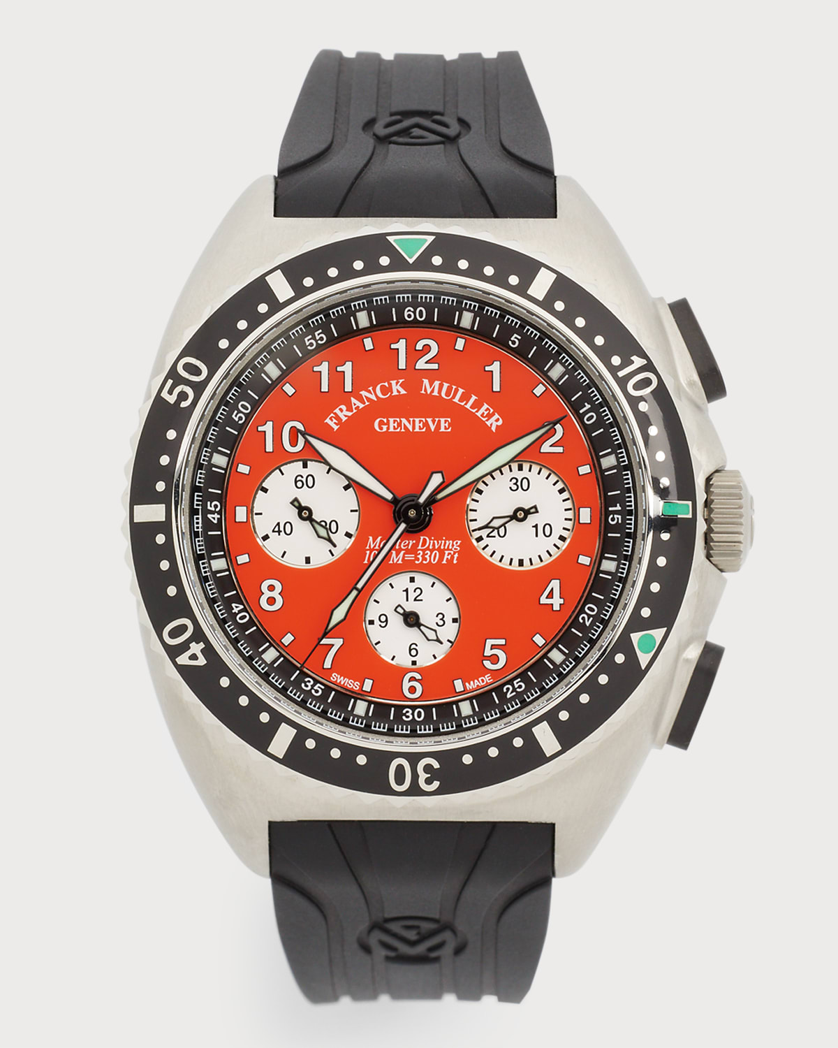 Franck Muller Master Diving Chronograph Watch W/ Rotating Bezel, Orange/black