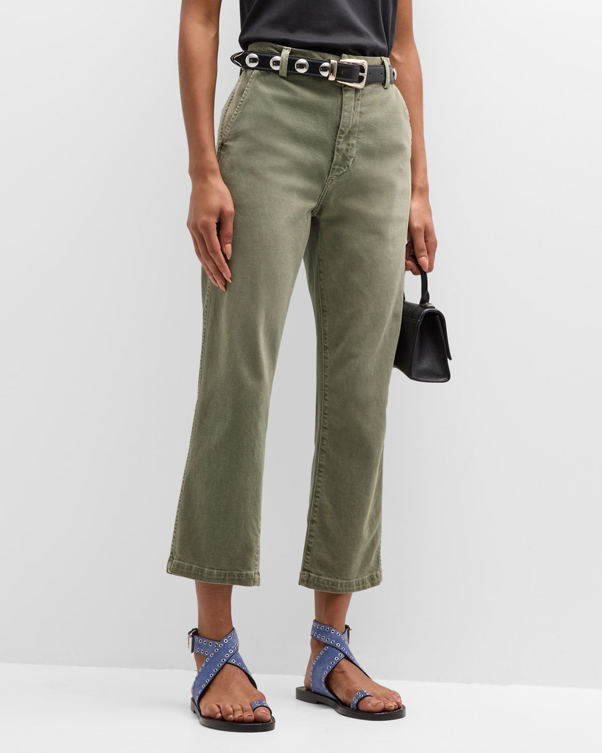 AMO Denim Easy Relaxed Straight-Leg Crop Trousers