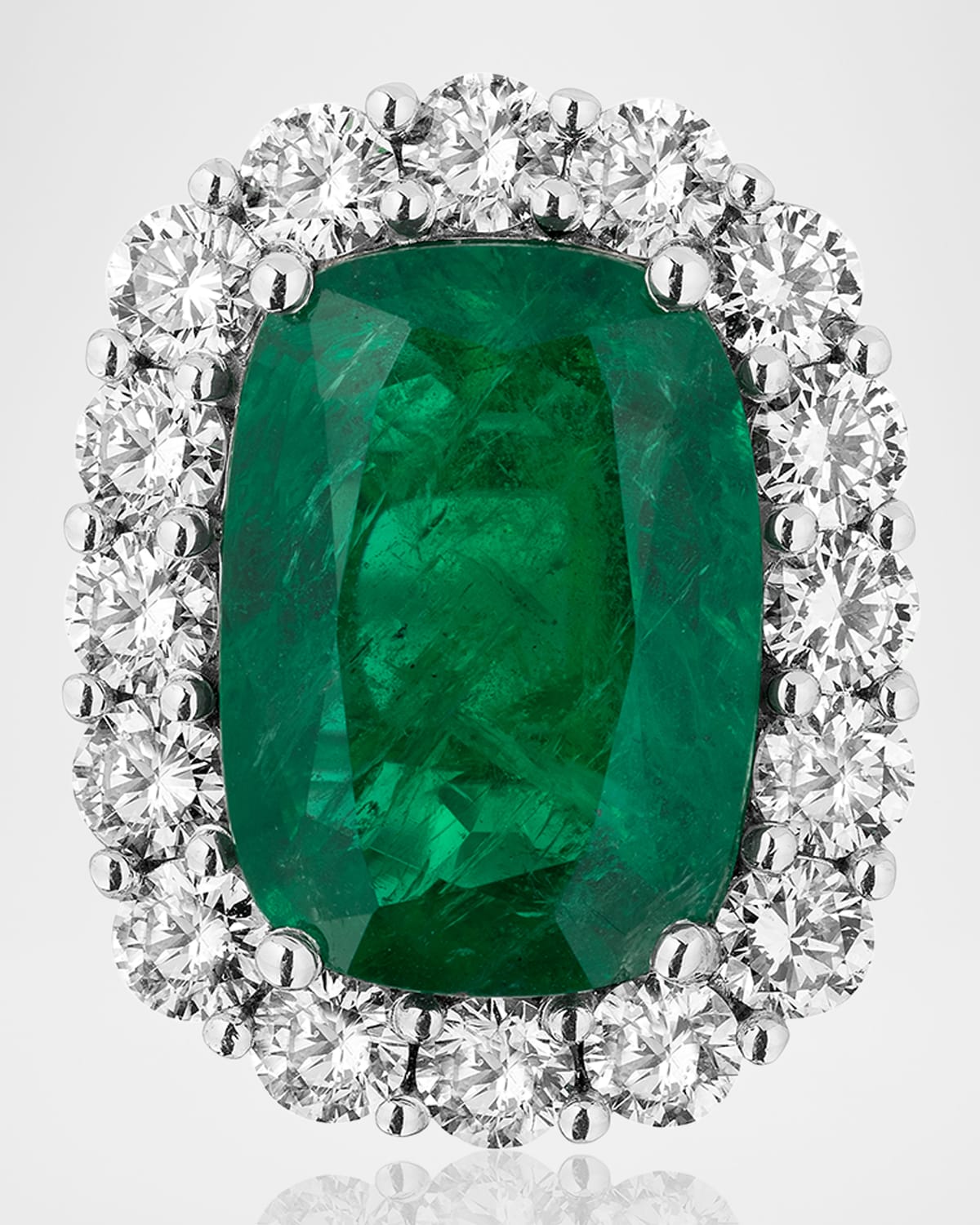 Platinum Zambian Emerald and Diamond Ring, Size 6.5