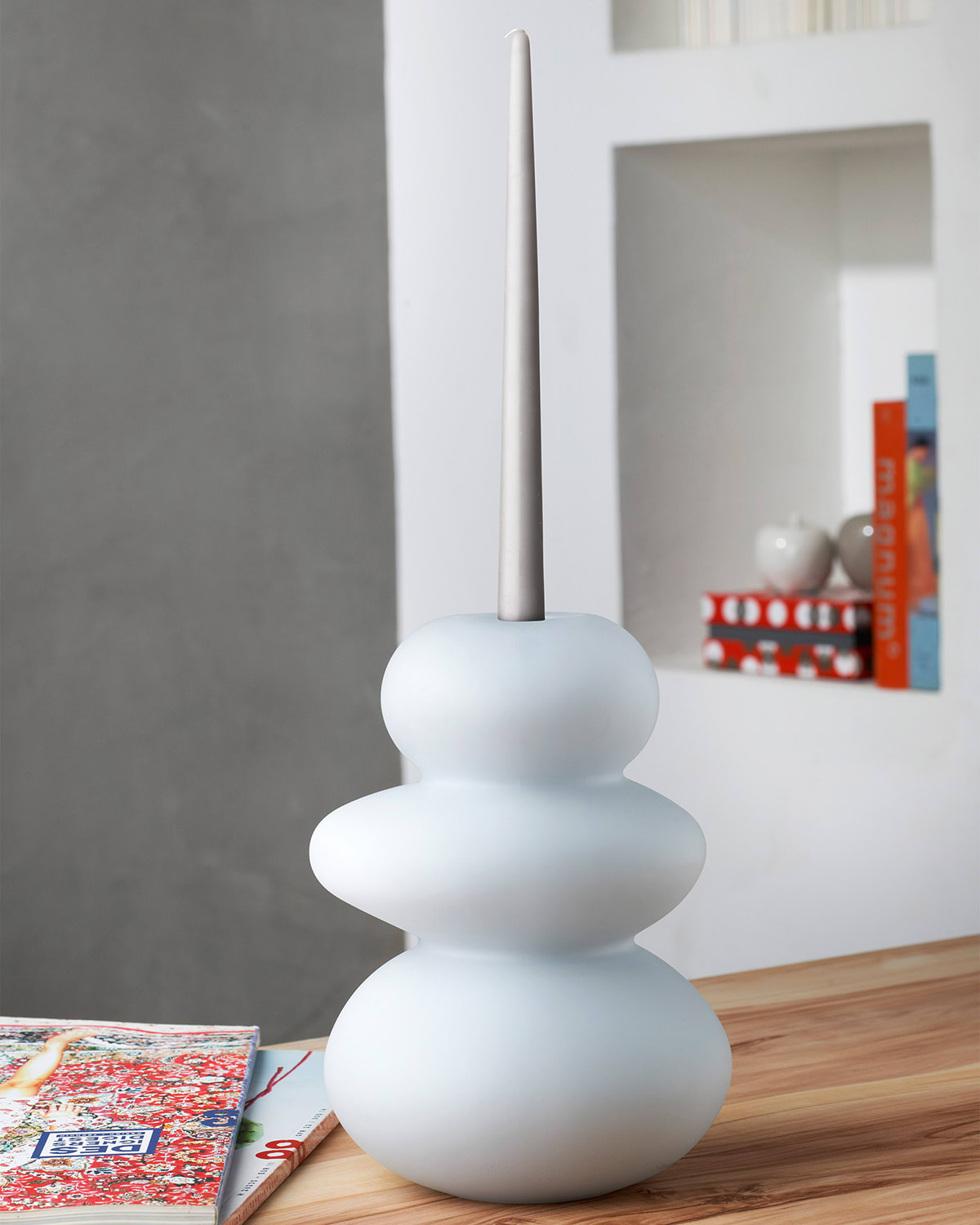 Nude Cairn Candleholder In Opal Grey