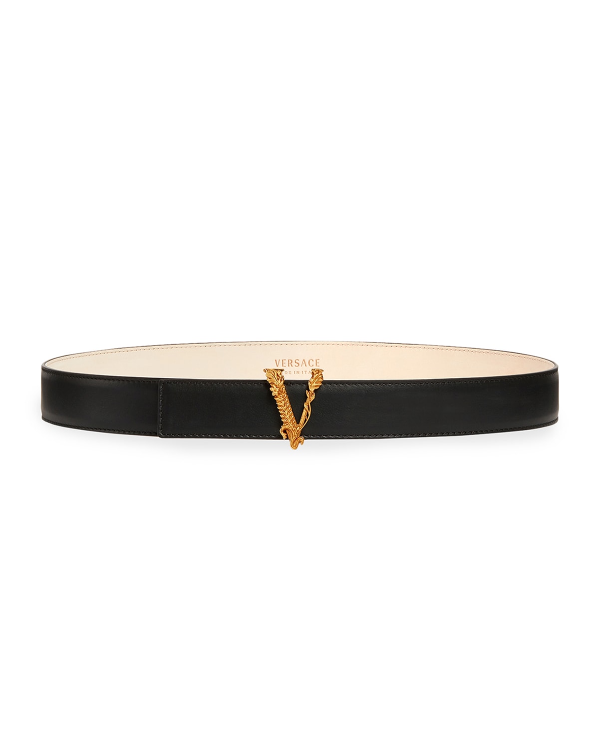 Shop Versace Virtus Belt In Blk  Gold